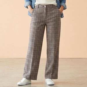 100% cotton Plaid Straight-Leg Pants